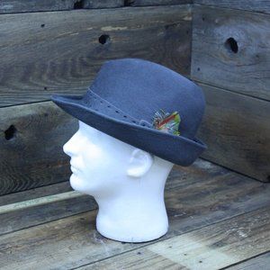 Vintage Wool Knox Men's Fedora Hat -Black with Rib